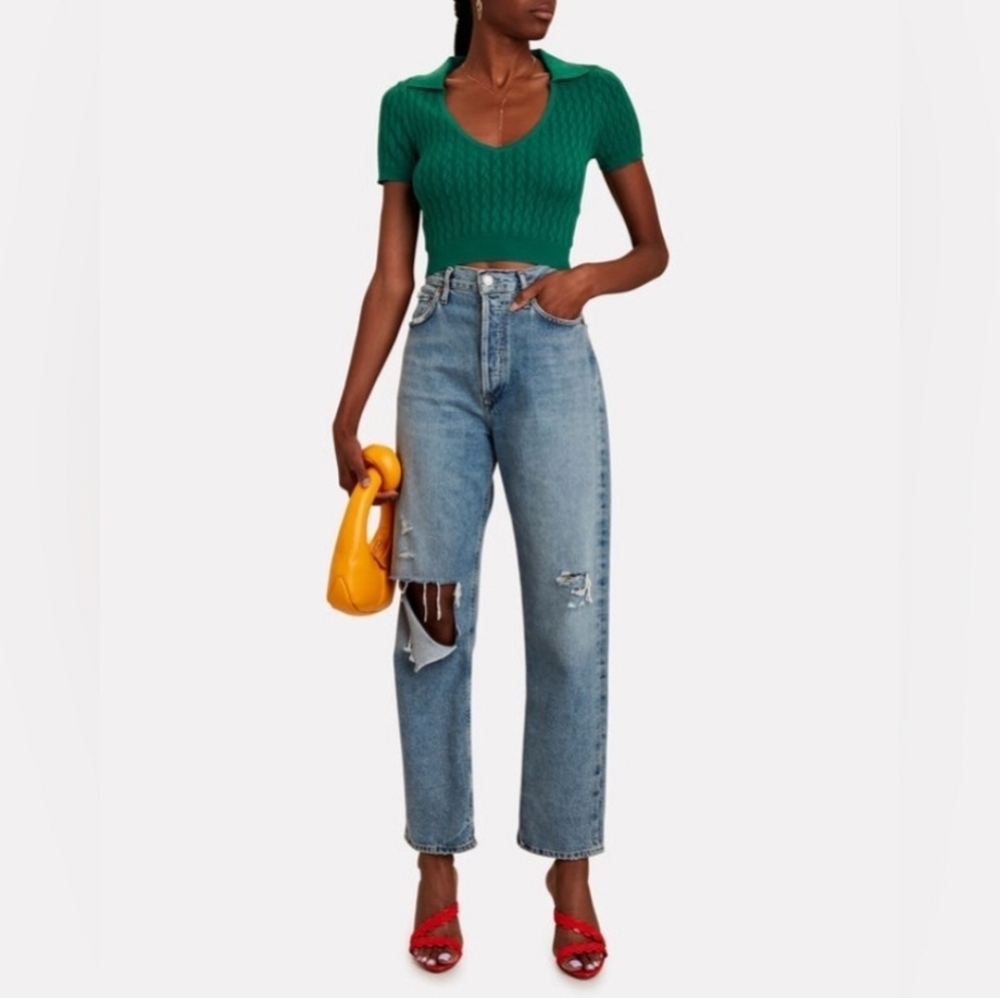 Intermix Pointelle Knit Polo Top - Picture 4 of 8